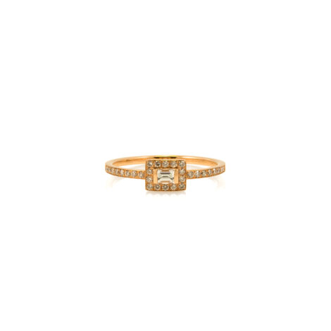 Half Eternity Diamond Ring with a Center Baguette Cut Diamond
