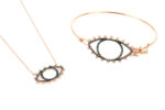 Evil Eye Multi-Diamond Necklace & Symbolic Evil Eye Bangle with Multi Colour Diamonds and Tsavorites
