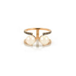 Dual faced Pearls with Diamonds accents in a Double Ring