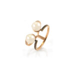 Dual faced Pearls with Diamonds accents in a Double Ring