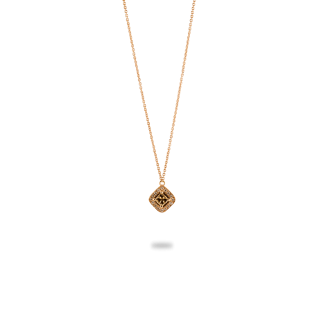 Captivating Rose Gold Pendant with a Princess Cut Brown Diamond and White Brilliant Cut Diamonds