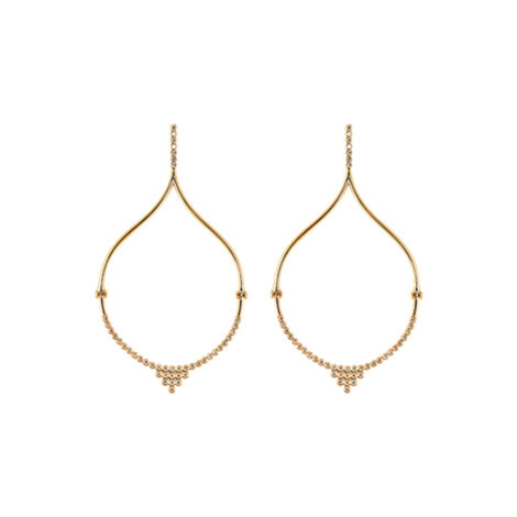 Rose Gold 18k Drop Hoop Diamond Earrings