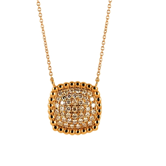 Beaded Pave Diamond Square Necklace